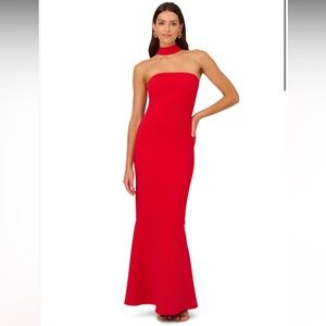 Liv Foster Red Bonded Crepe Gown